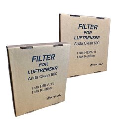Arida Clean 600 luftfilter sett 1 stk HEPA-11 og 1 stk Aktivt Kullfilter